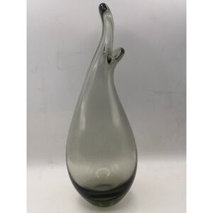 Holmegaard Otto Brauer Smoke Gray Glass Gulvvase Mid Century Modern Denmark 10"